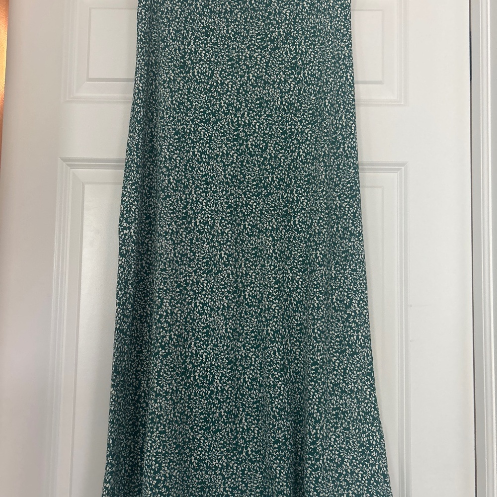Long green and white skirt